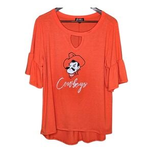 Oklahoma State Cowboys Gameday Couture Ruffle Sleeve Top Sports Orange Womens XL